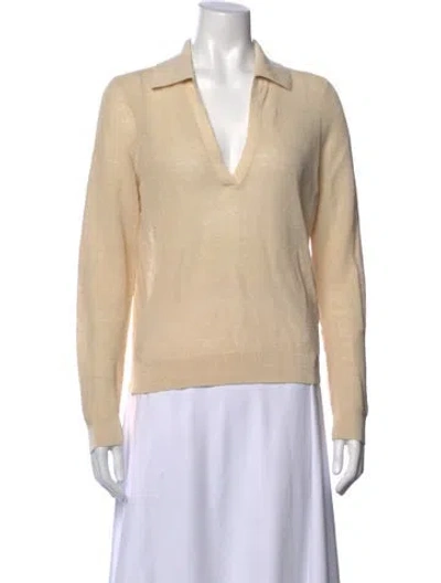 Pre-owned Veronica Beard Linen V-neck Sweater W/ Tags In Neutral