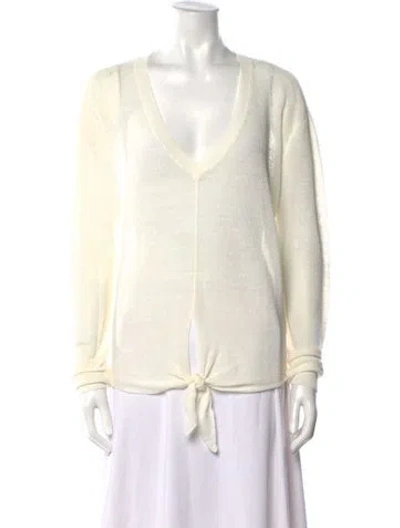 Pre-owned Veronica Beard Linen V-neck Sweater In White