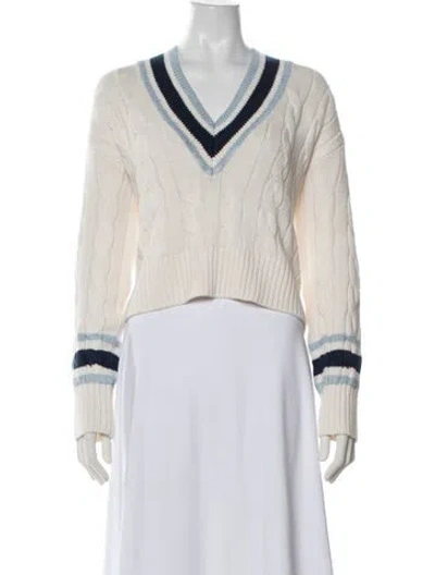 Pre-owned Veronica Beard Linen V-neck Sweater In White