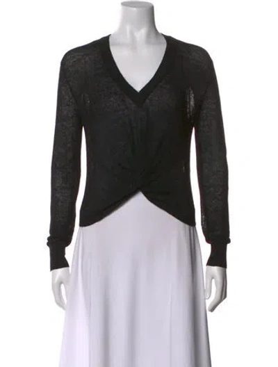 Pre-owned Veronica Beard Linen V-neck Top In Black