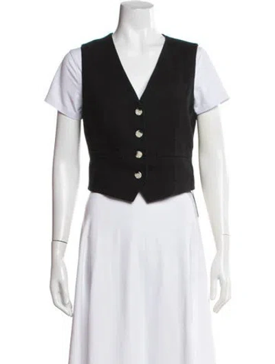Pre-owned Veronica Beard Linen V-neck Top In Black