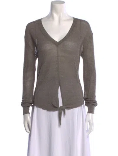 Pre-owned Veronica Beard Linen V-neck Top In Gray