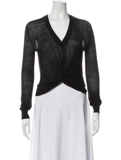 Pre-owned Veronica Beard Linen V-neck Top In Gray
