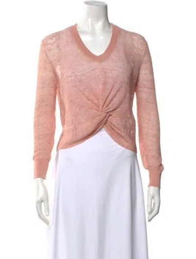 Pre-owned Veronica Beard Linen V-neck Top In Pink