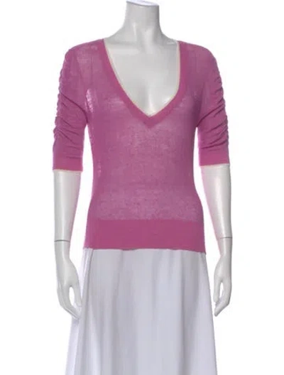 Pre-owned Veronica Beard Linen V-neck Top In Purple