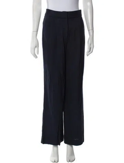 Pre-owned Veronica Beard Linen Wide Leg Pants In Black