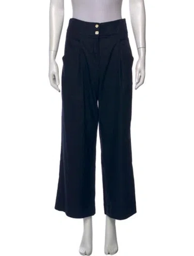 Pre-owned Veronica Beard Linen Wide Leg Pants In Blue