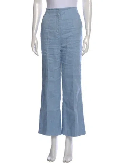 Pre-owned Veronica Beard Linen Wide Leg Pants In Blue