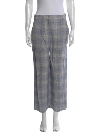 Pre-owned Veronica Beard Linen Wide Leg Pants In Blue