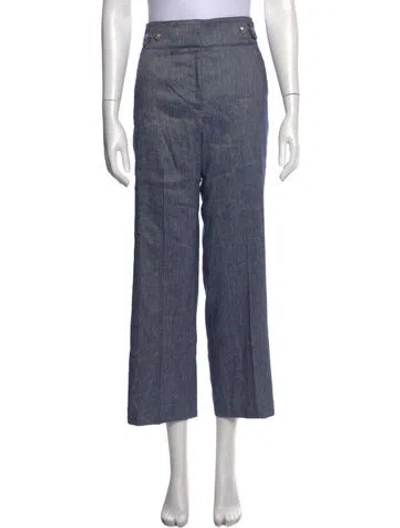 Pre-owned Veronica Beard Linen Wide Leg Pants In Blue