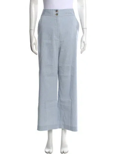 Pre-owned Veronica Beard Linen Wide Leg Pants In Blue