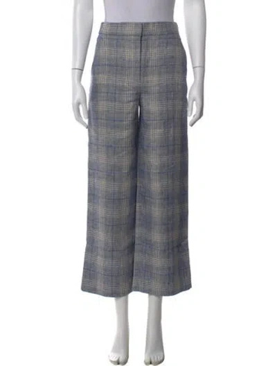 Pre-owned Veronica Beard Linen Wide Leg Pants In Blue