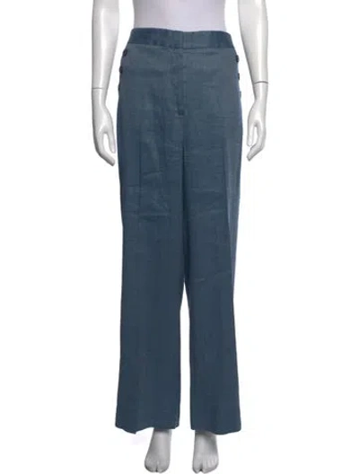 Pre-owned Veronica Beard Linen Wide Leg Pants In Blue