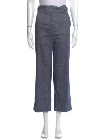 Pre-owned Veronica Beard Linen Wide Leg Pants In Blue