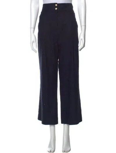 Pre-owned Veronica Beard Linen Wide Leg Pants In Blue