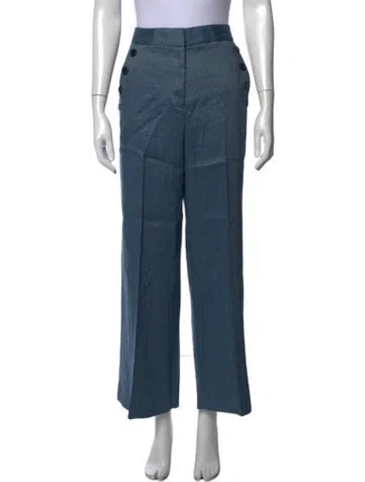 Pre-owned Veronica Beard Linen Wide Leg Pants In Blue