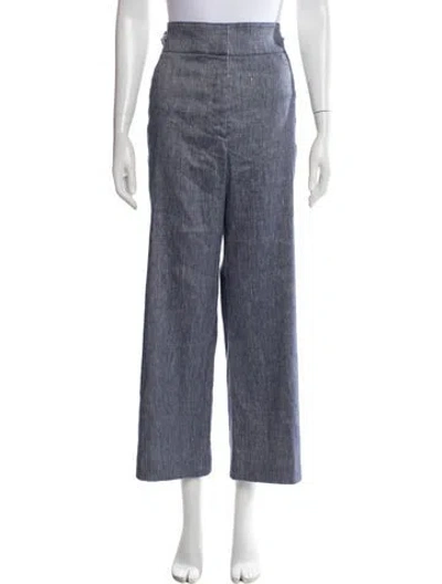 Pre-owned Veronica Beard Linen Wide Leg Pants In Blue