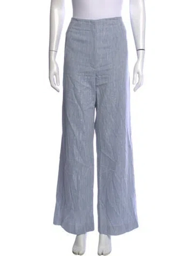 Pre-owned Veronica Beard Linen Wide Leg Pants In Blue