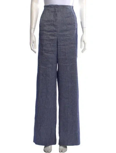 Pre-owned Veronica Beard Linen Wide Leg Pants In Blue