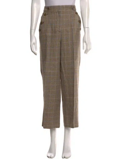 Pre-owned Veronica Beard Linen Wide Leg Pants In Brown