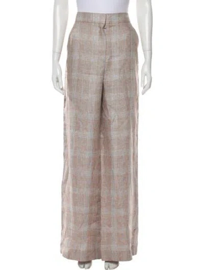 Pre-owned Veronica Beard Linen Wide Leg Pants In Brown