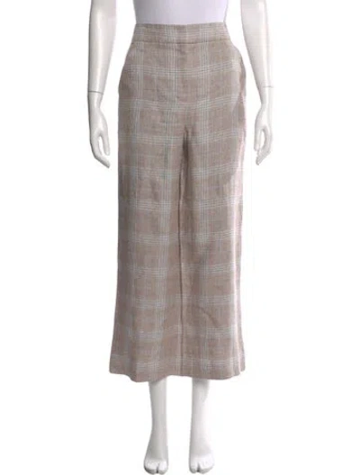 Pre-owned Veronica Beard Linen Wide Leg Pants In Brown