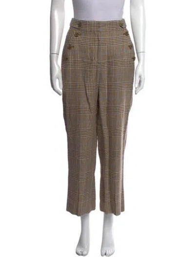 Pre-owned Veronica Beard Linen Wide Leg Pants In Brown