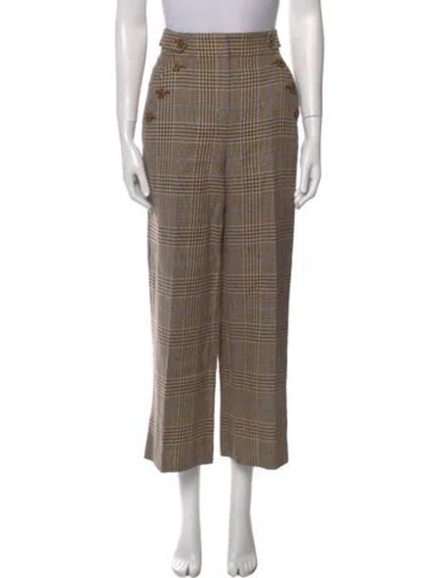 Pre-owned Veronica Beard Linen Wide Leg Pants In Brown