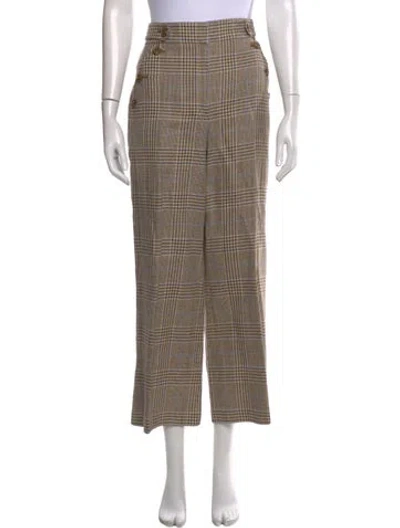 Pre-owned Veronica Beard Linen Wide Leg Pants In Brown