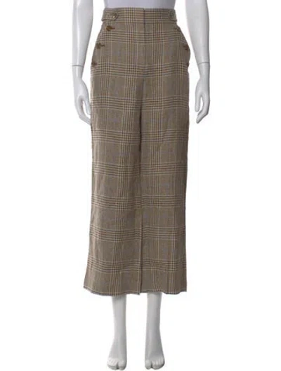 Pre-owned Veronica Beard Linen Wide Leg Pants In Brown