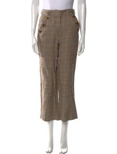 Pre-owned Veronica Beard Linen Wide Leg Pants In Brown