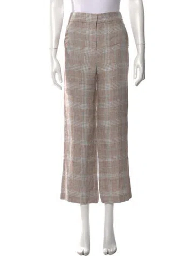 Pre-owned Veronica Beard Linen Wide Leg Pants In Brown