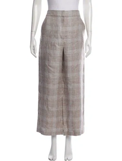 Pre-owned Veronica Beard Linen Wide Leg Pants In Brown
