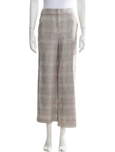 Pre-owned Veronica Beard Linen Wide Leg Pants In Brown