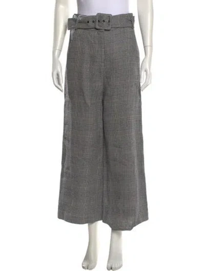 Pre-owned Veronica Beard Linen Wide Leg Pants In Gray