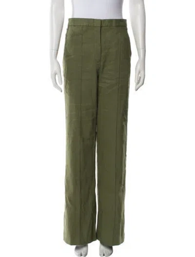 Pre-owned Veronica Beard Linen Wide Leg Pants In Green