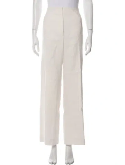 Pre-owned Veronica Beard Linen Wide Leg Pants In Green