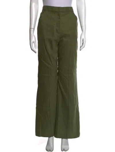 Pre-owned Veronica Beard Linen Wide Leg Pants In Green