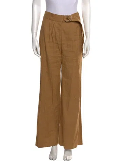 Pre-owned Veronica Beard Linen Wide Leg Pants In Neutral