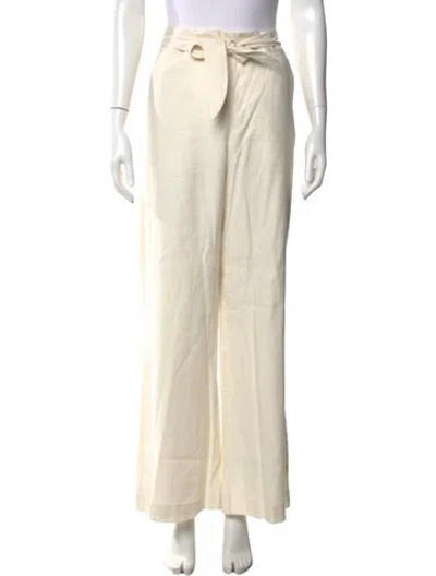 Pre-owned Veronica Beard Linen Wide Leg Pants In Neutral