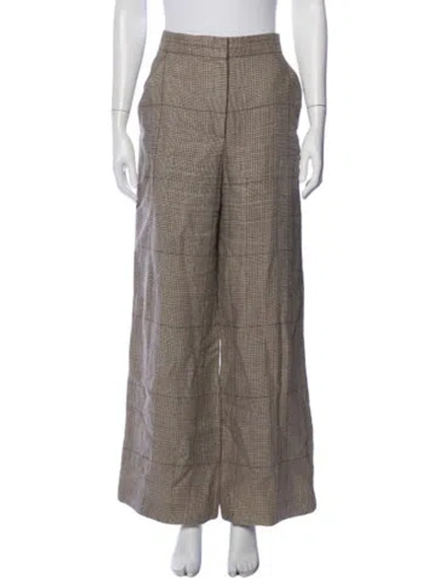 Pre-owned Veronica Beard Linen Wide Leg Pants In Neutral