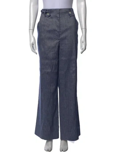 Pre-owned Veronica Beard Linen Wide Leg Pants W/ Tags In Blue