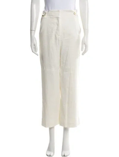 Pre-owned Veronica Beard Linen Wide Leg Pants In White