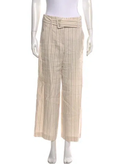 Pre-owned Veronica Beard Linen Wide Leg Pants In White