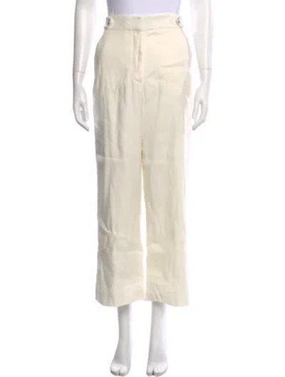 Pre-owned Veronica Beard Linen Wide Leg Pants In White