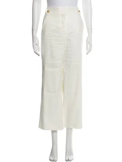 Pre-owned Veronica Beard Linen Wide Leg Pants In White