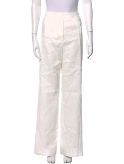 Pre-owned Veronica Beard Linen Wide Leg Pants In White