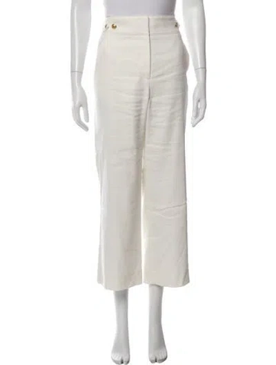 Pre-owned Veronica Beard Linen Wide Leg Pants In White