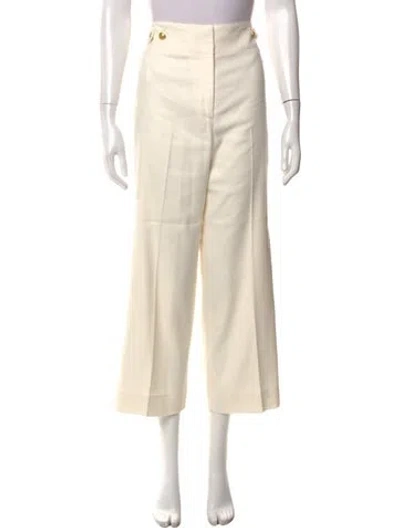 Pre-owned Veronica Beard Linen Wide Leg Pants In White