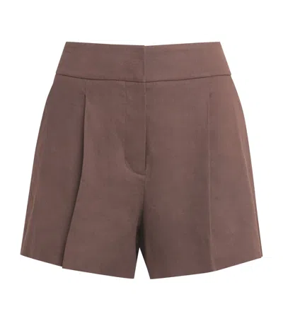 Veronica Beard Linen-blend Haina Pleated Shorts In Burgundy